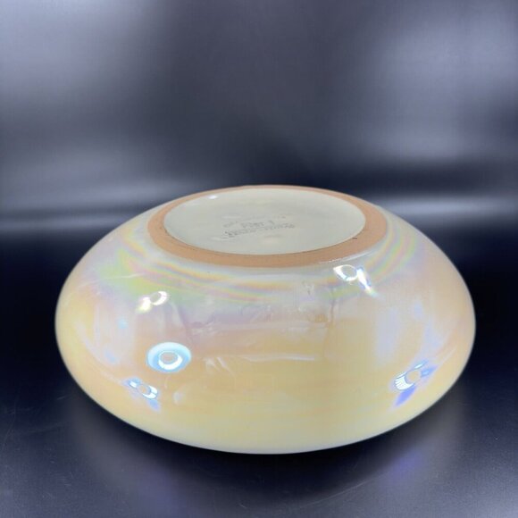 Pier 1 Pottery Planter Bowl Italian Yellow Iridescent Luster Finish Made Italy - Picture 13 of 16